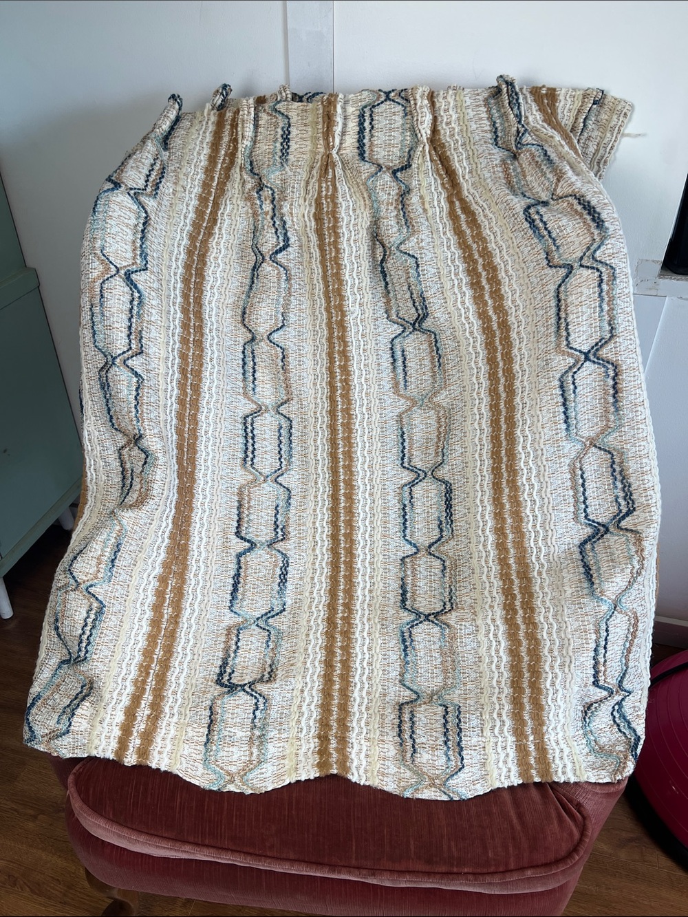 Vintage woven natural boho 44 x 38 curtain pair set of 2